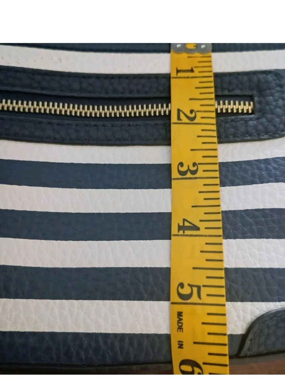 Merona Navy and White Striped Crossbody with Gold Chain